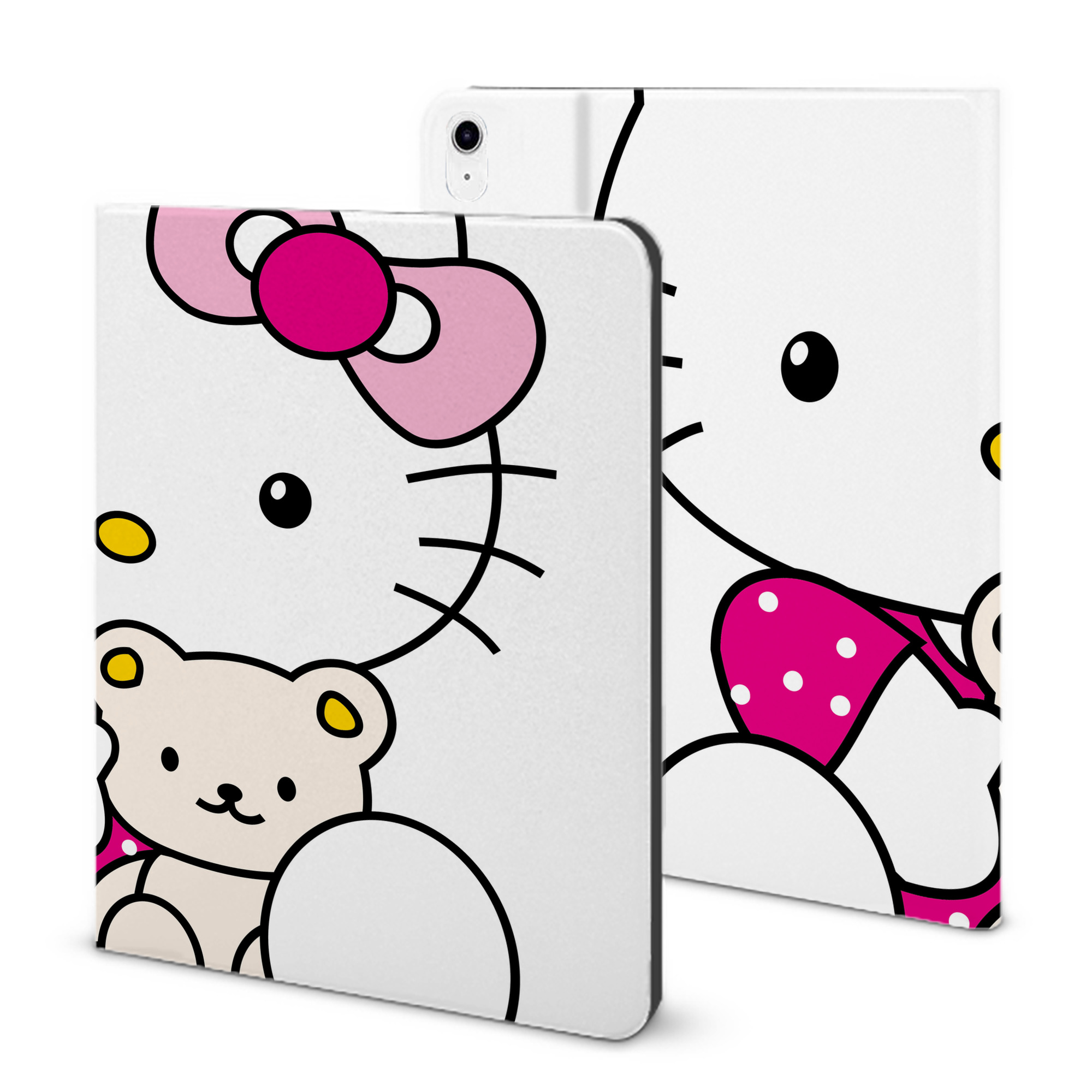 （画像用） Hello Kitty ハローキティ IPad ケース ブック型 PUレザー TPU 耐衝撃 軽量 薄型 ペン収納なし 全面保護 IPad 各モデル対応